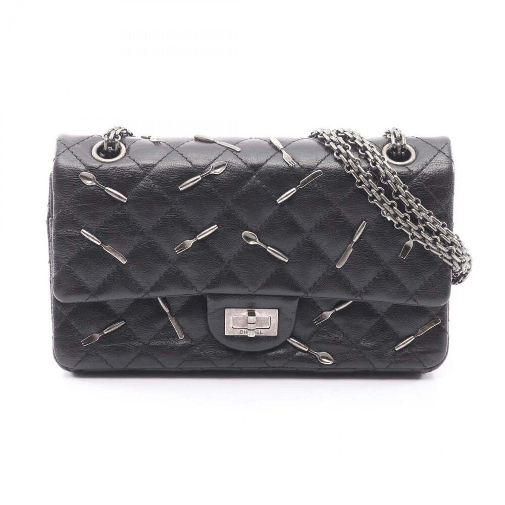 Chanel 2.55 Matelassé Mademoiselle Chain Double Flap Shoulder Bag Handbag Lea...